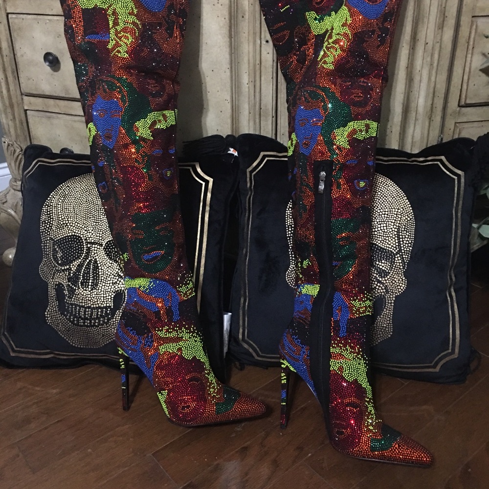 Shine Bright like Diamonds thigh high boots!  New.  Full Rhinestone boots.